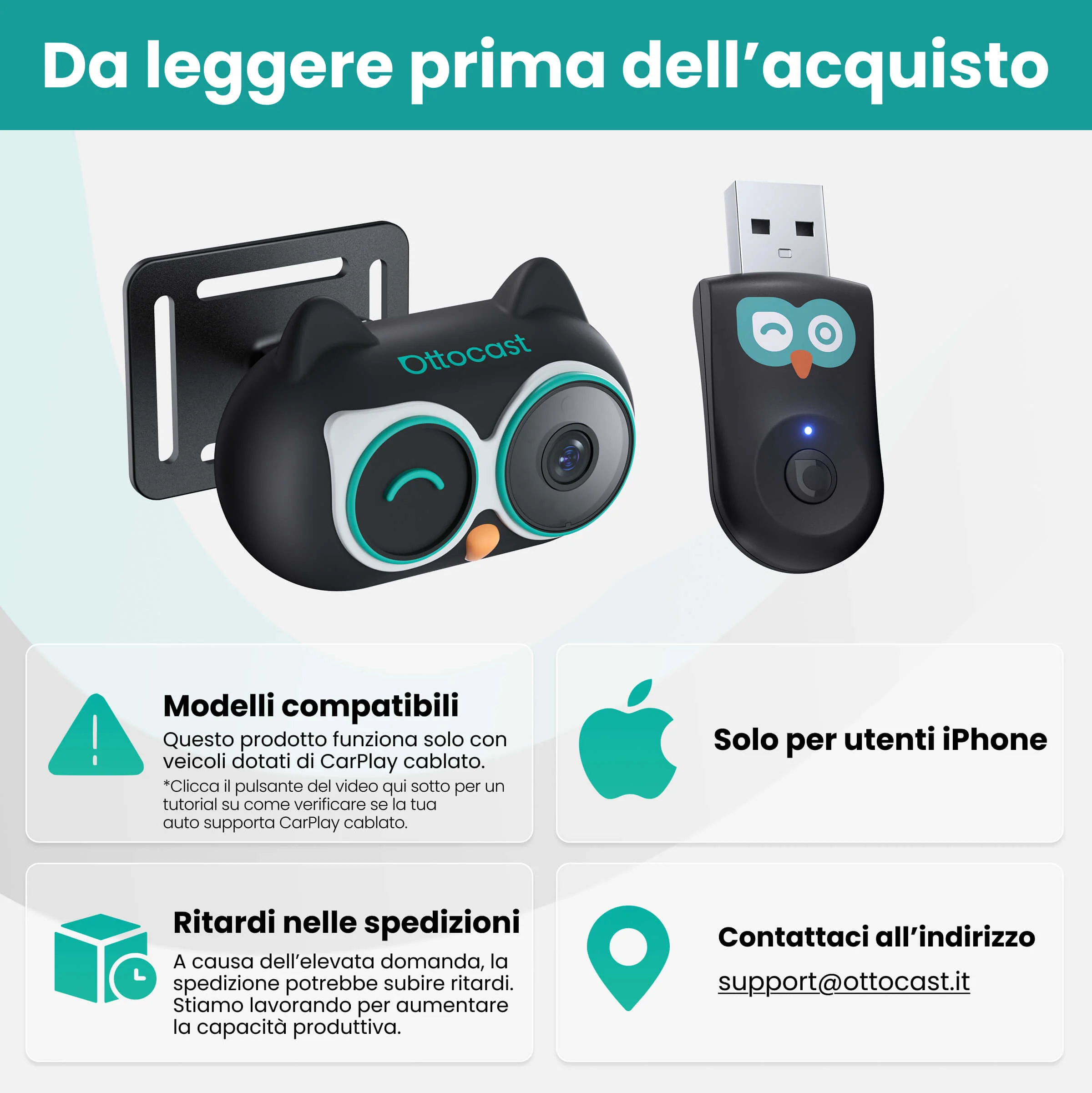 Ottocast® Cabin Care Adattatore CarPlay Wireless con Monitoraggio - Image 11