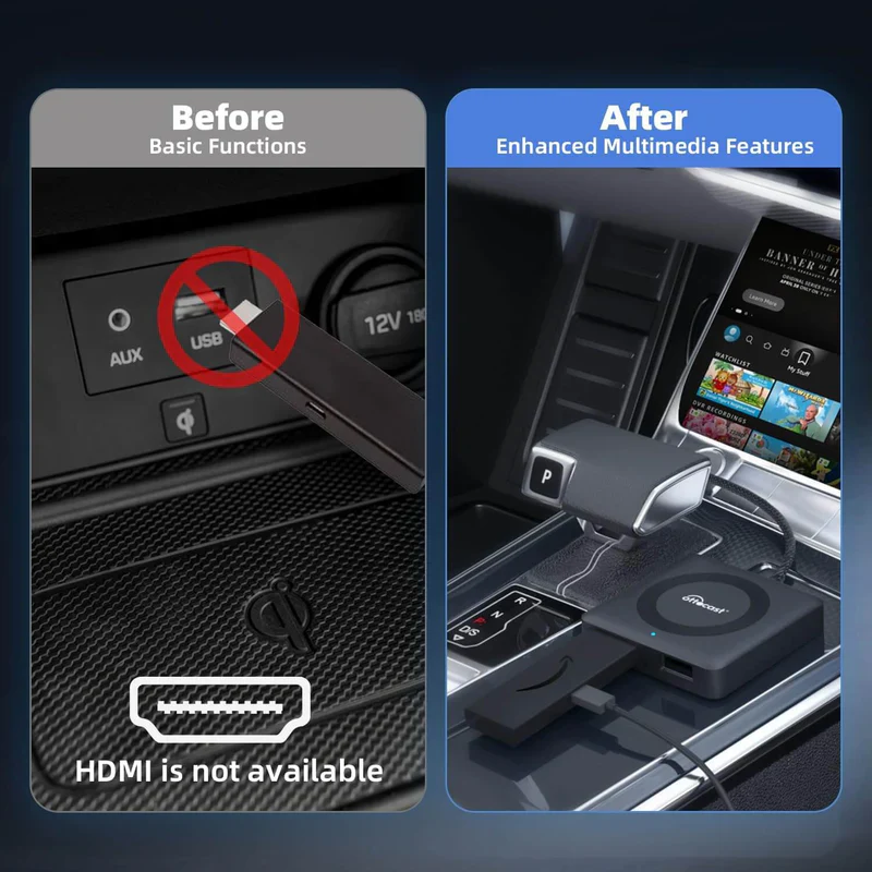 Ottocast® Car TV Mate Pro | Streaming HDMI + Fire TV Stick + Mirroring dello Schermo & Adattatore Wireless CarPlay Android Auto - Image 13