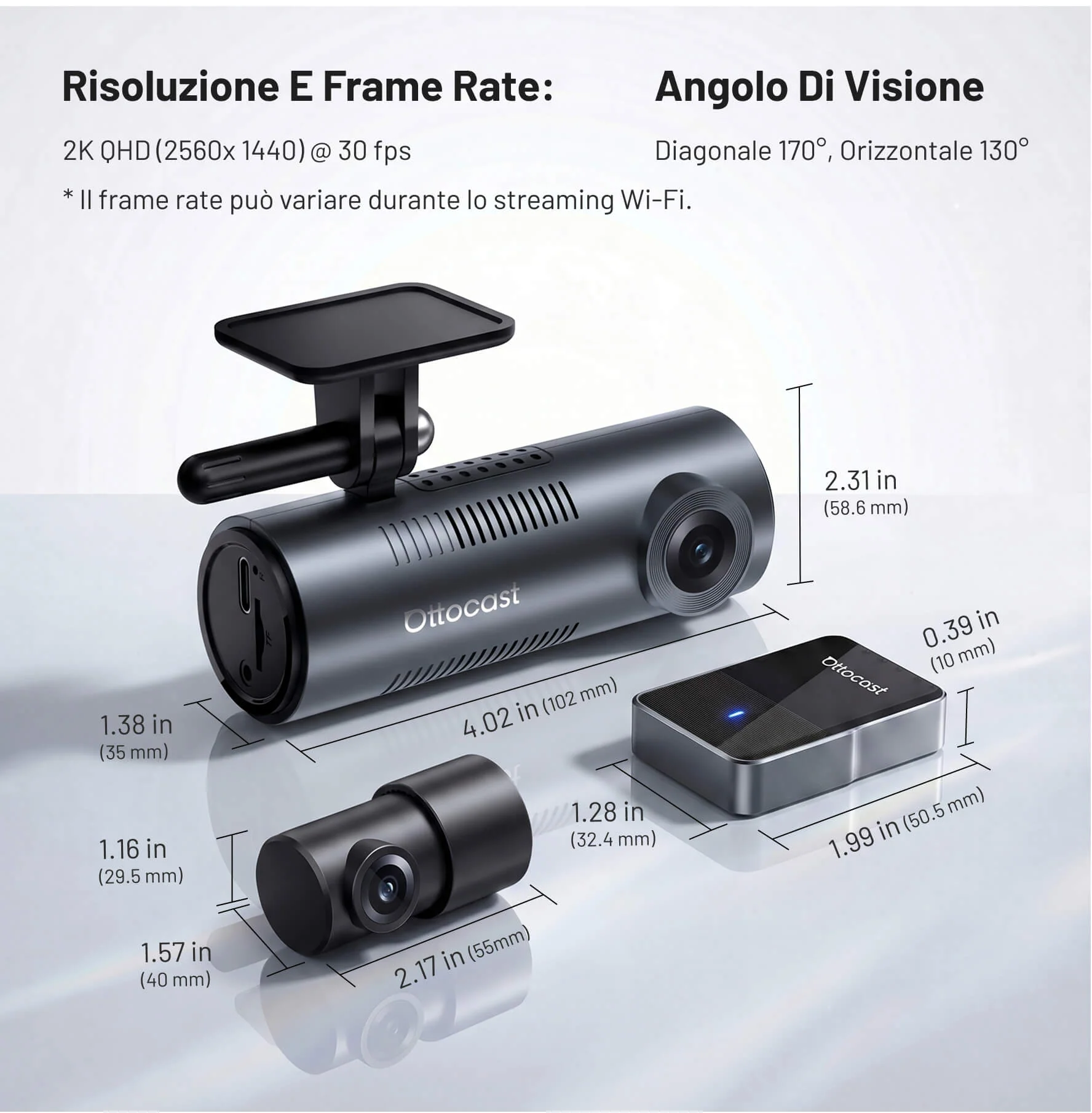 OttoSafe Cam 2 in 1 Dash Cam per Auto con CarPlay Wireless - Image 10