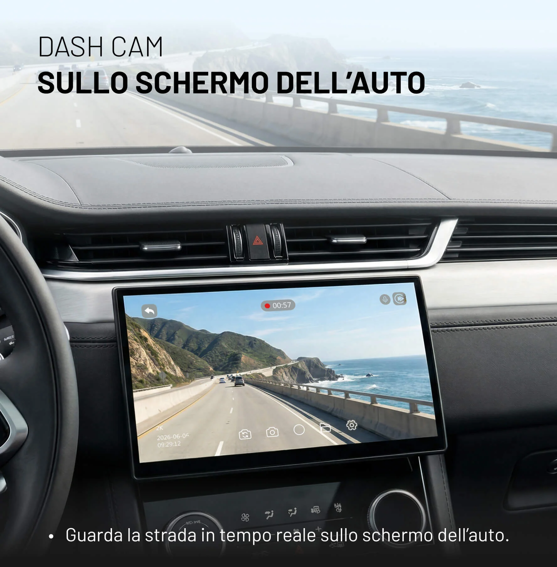 OttoSafe Cam 2 in 1 Dash Cam per Auto con CarPlay Wireless - Image 3