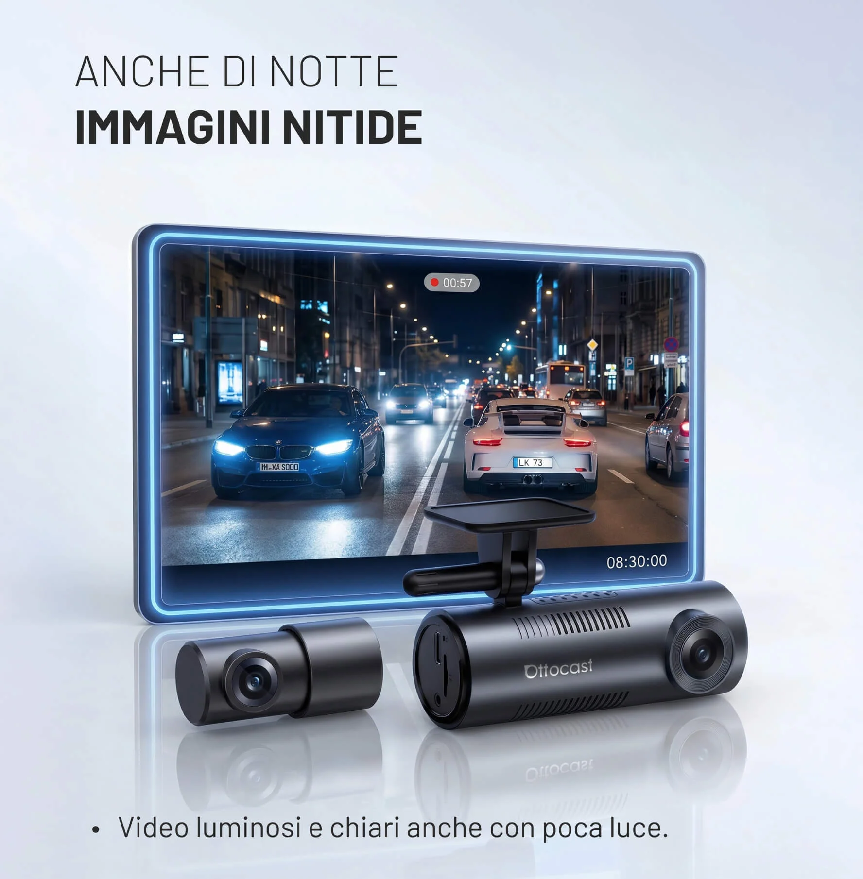 OttoSafe Cam 2 in 1 Dash Cam per Auto con CarPlay Wireless - Image 8